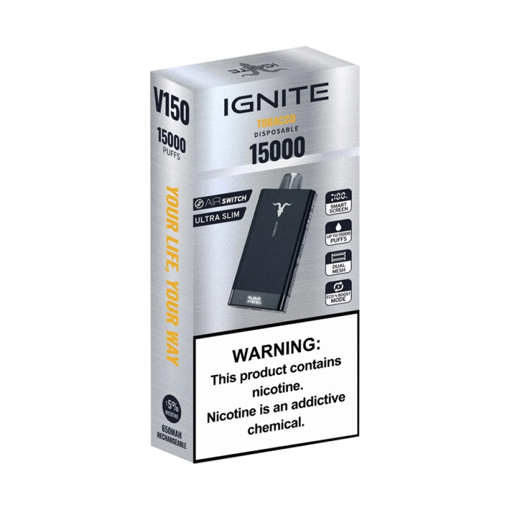 Pod Descartável Ignite V150 15K Puffs Tobacco