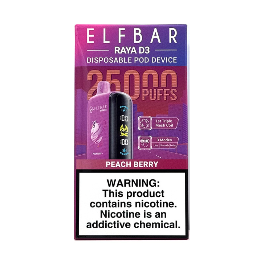 Pod Descartável Elf Bar Raya D3 25K Peach Berry