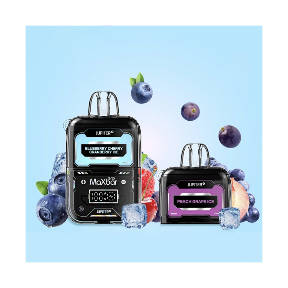 Pod Descartável Maxbar Jupiter 20K Peach Grape Ice + Refil Blueberry Cherry Cranberry Ice