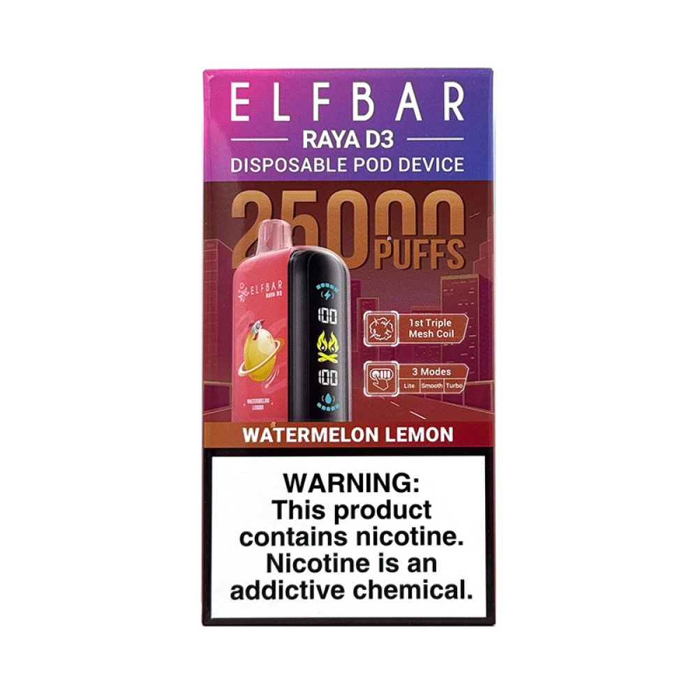 Pod Descartável Elf Bar Raya D3 25K Watermelon Lemon