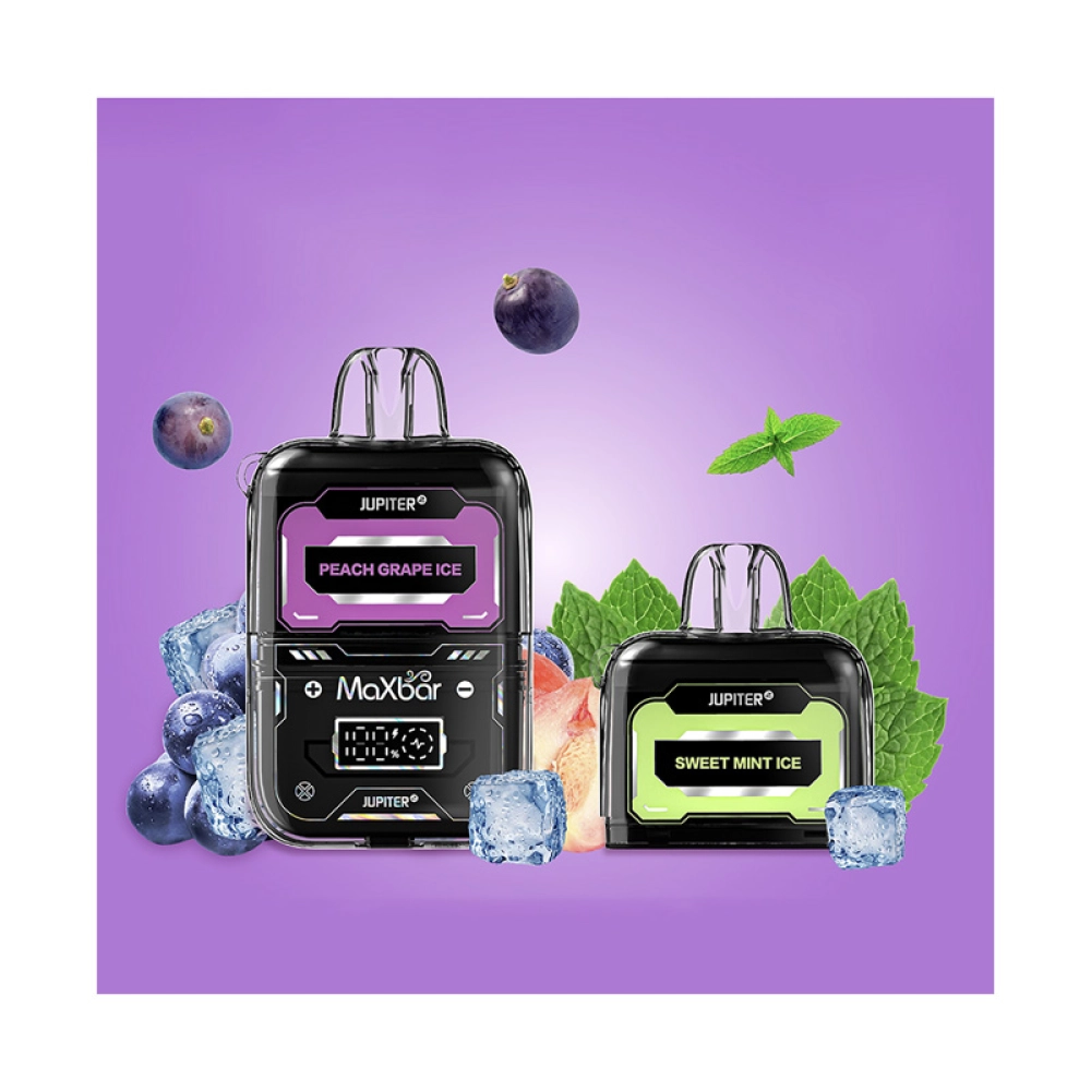 Pod Descartável Maxbar Jupiter 20K Peach Grape Ice + Refil Sweet Mint Ice