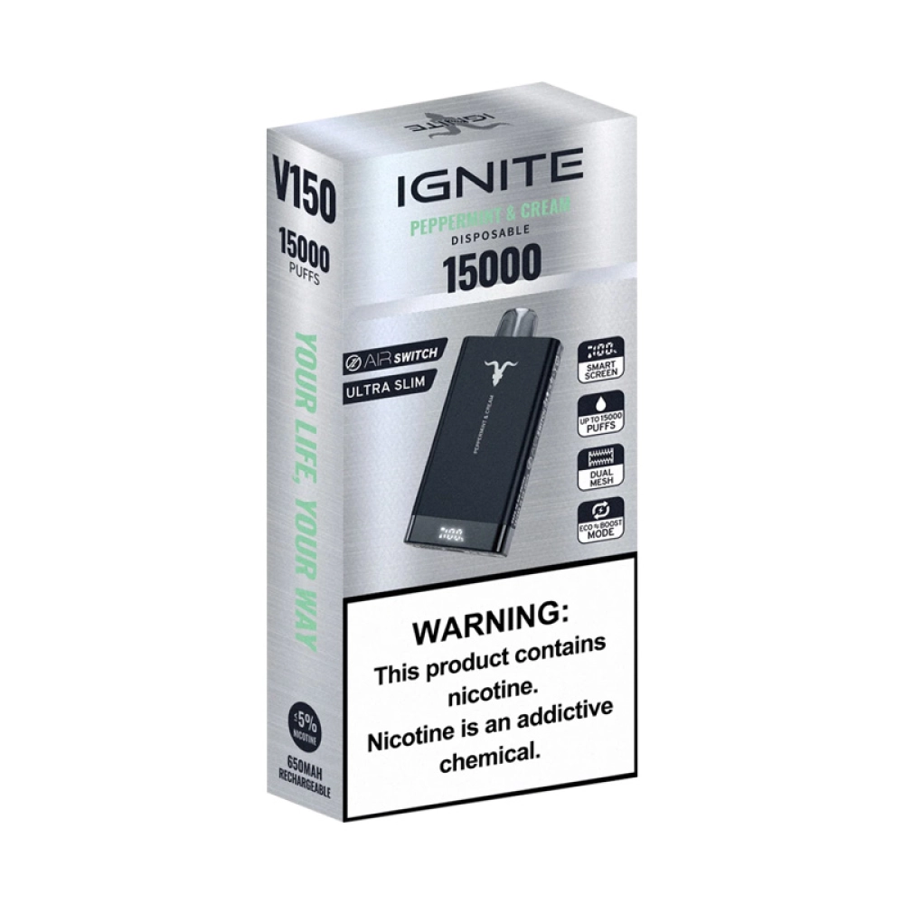 Pod Descartável Ignite V150 15K Puffs Peppermint & Cream