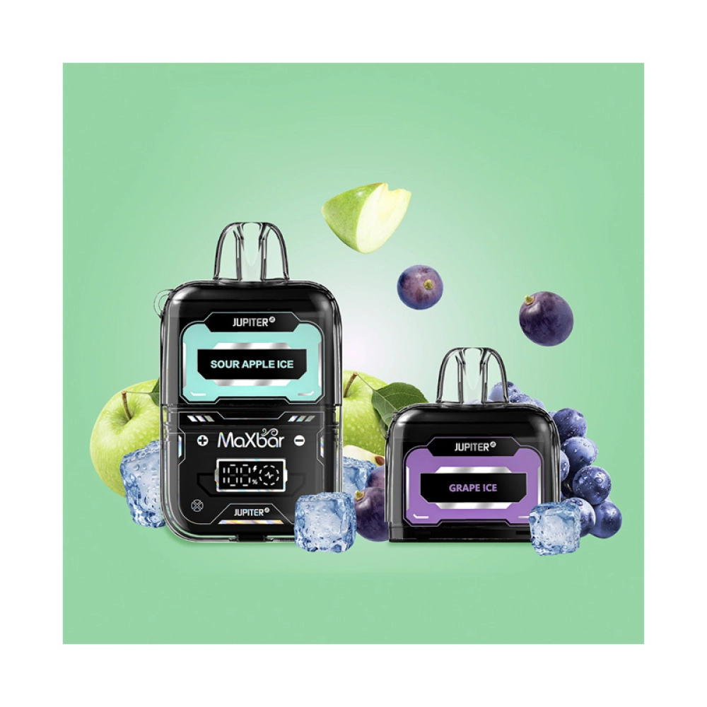 Pod Descartável Maxbar Jupiter 20K Sour Apple Ice + Refil Grape Ice