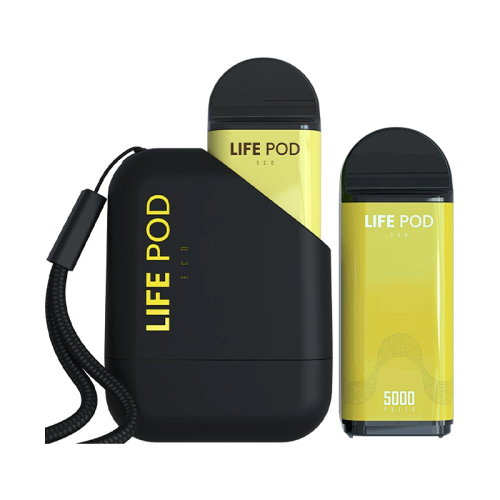 Kit Device + Refil Descartável Life Pod 5000 Puffs Banana Ice