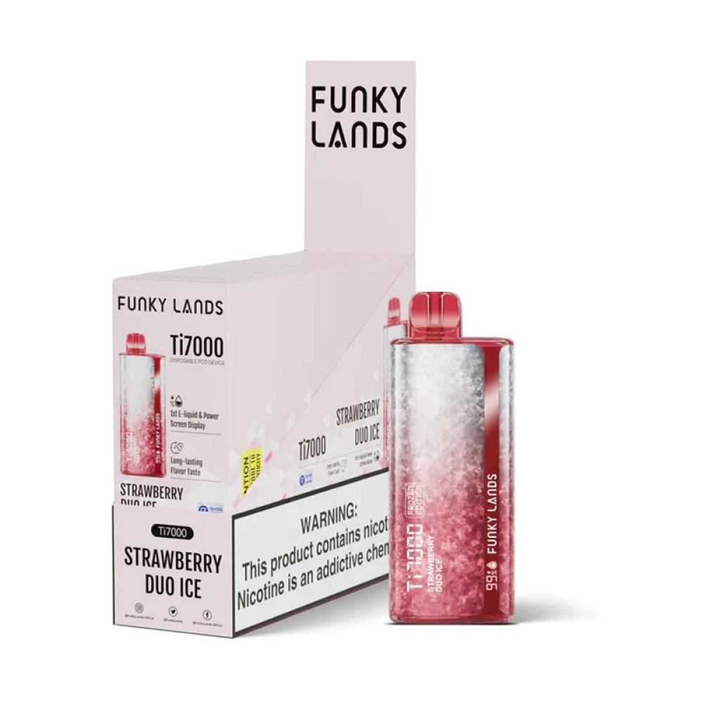 Pod Descartável Funky Lands Ti7000 Strawberry Duo Ice