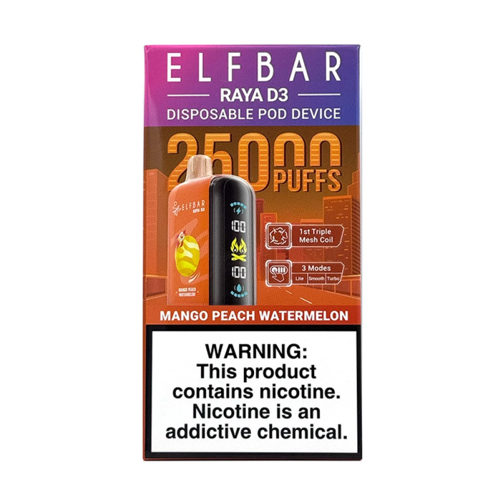 Pod Descartável Elf Bar Raya D3 25K Mango Peach Watermelon